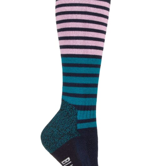 Women's 1 Pair SOCKSHOP BlueGuard RHS Royal Horticultural Society Cotton Gardening Long Boot Socks Stripe Navy 4-8 Women's