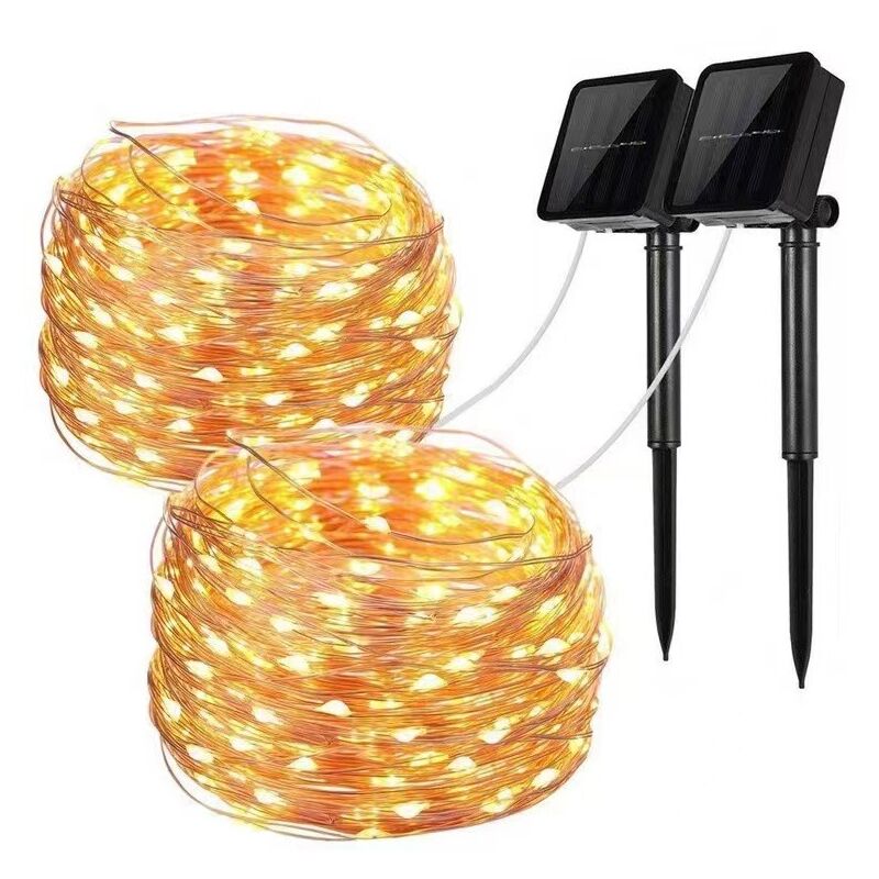 2pcs Solar String Lights, 10m, 100 led, 8 Modes, IP65 Protection, Suitable for Christmas Trees, Gardens, Balconies, Decorations