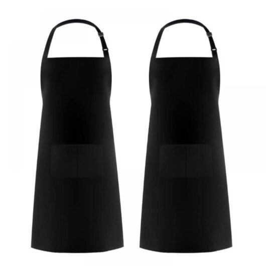 Cyslmuk - 2 Pieces Black Kitchen Aprons for Men Women, Household Apron Tool Holder Aprons with 2 Pockets for bbq, Adjustable Adult Gardening Apron