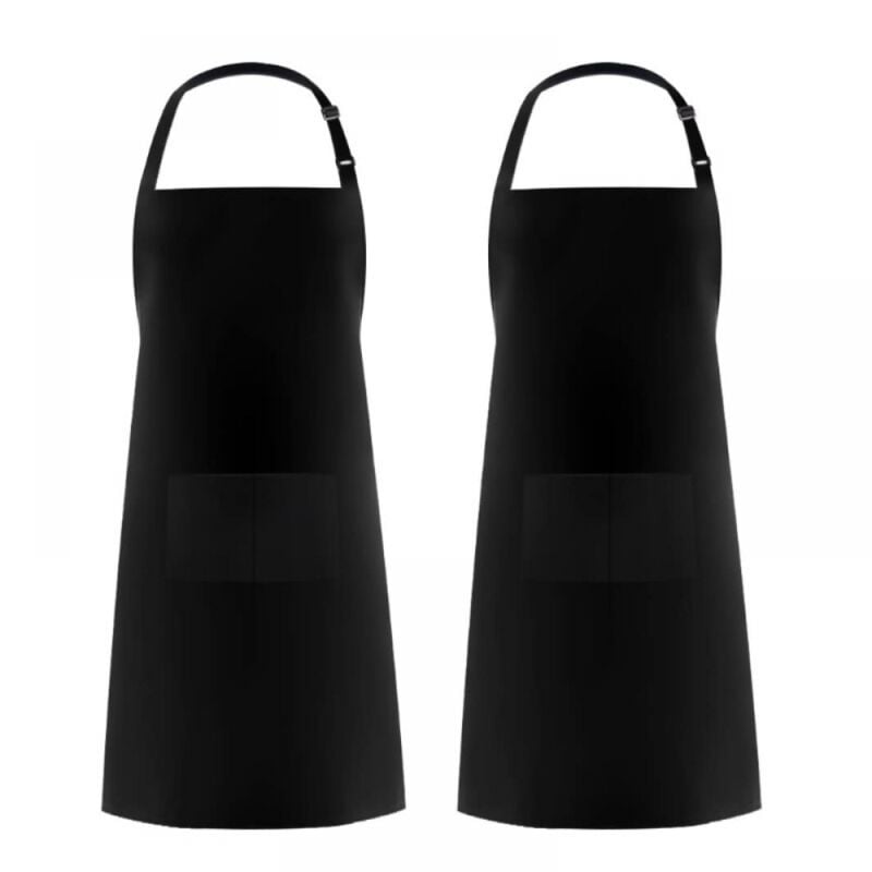Cyslmuk - 2 Pieces Black Kitchen Aprons for Men Women, Household Apron Tool Holder Aprons with 2 Pockets for bbq, Adjustable Adult Gardening Apron