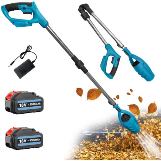 Electric leaf blowers,Heavy Duty Cordless Extension Pole Leaf Blower Storm Tool Clear Gardens, Patios, Gutters, Driveways & More - Lightweight+2x5.5A