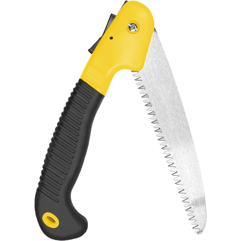 Pruning Saw, Hand Saw, Outdoor Folding Saw Saw Blade Length 18cm Steel Blade for Repairing Patio Gardens Travel Camping, 39cm Foldable Saw (Yellow)
