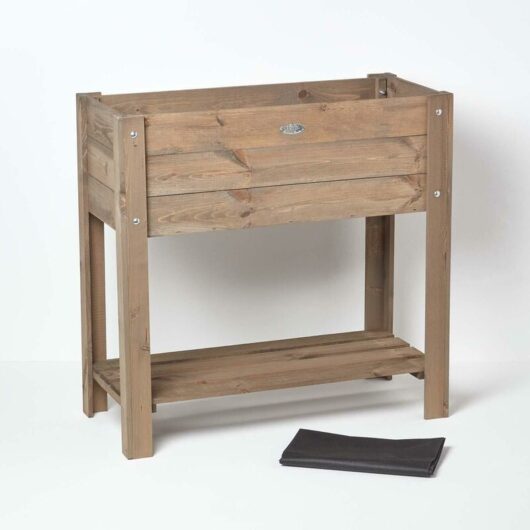 Homescapes - Brown Wooden Raised Bed Planter, 78cm Tall