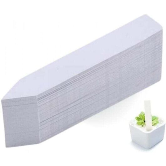 100pcs Plastic Plant Labels, White Plastic Garden Labels, Waterproof Plastic Gardening Flower Labels 10x2cm mumu