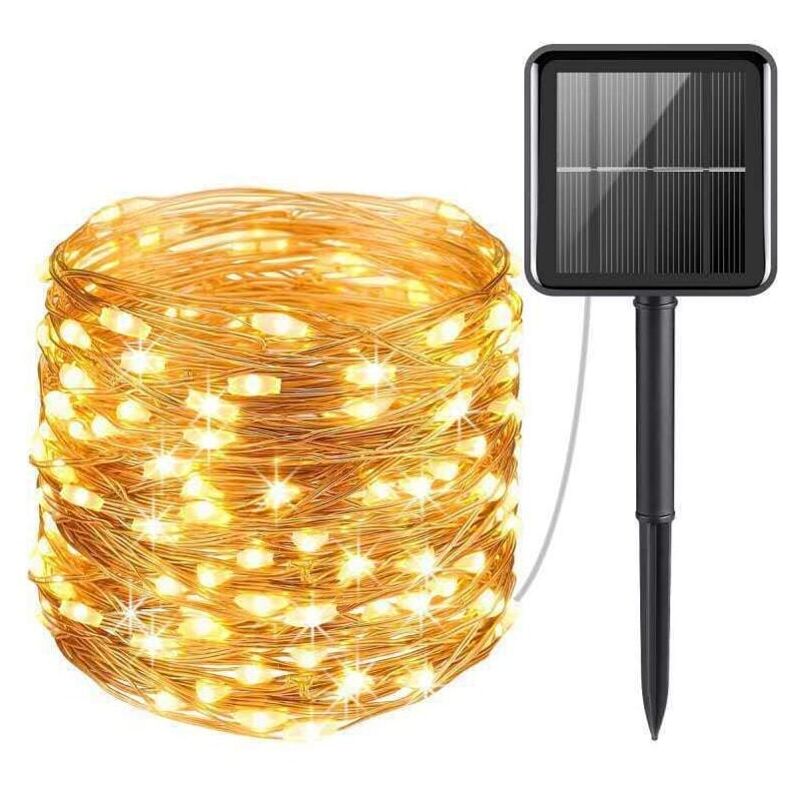 Ymyny - Solar String Lights, 10 m, 100 LEDs, 8 Modes, IP65 Protection, Suitable for Christmas Trees, Gardens, Balconies, Decorations