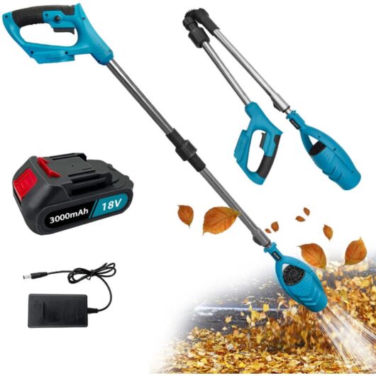 Electric leaf blowers,Heavy Duty Cordless Extension Pole Leaf Blower Storm Tool Clear Gardens, Patios, Gutters, Driveways & More - Lightweight+1x3.0A