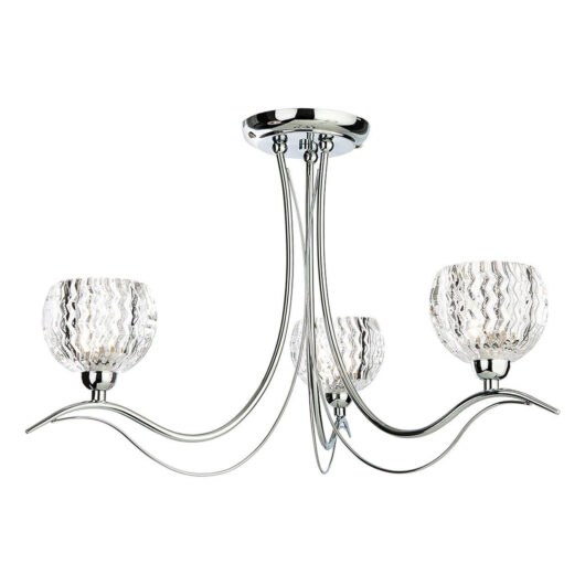 Firstlight Blanche Contemporary Style 3-Light Semi-Flush Ceiling Light in Chrome and Clear Glass