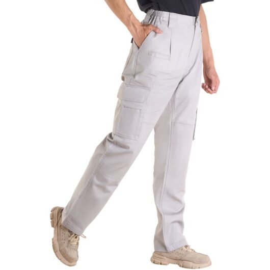 Mophorn Flame-Resistant Men's Cargo Pants, 100% Cotton with Elastic Waist, Multi-Pocket Design, Durable Tear-Resistant Stitching, Suitable for