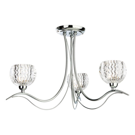 Firstlight Blanche 3-Light Semi-Flush Ceiling Light Contemporary Style with Clear Glass in Chrome