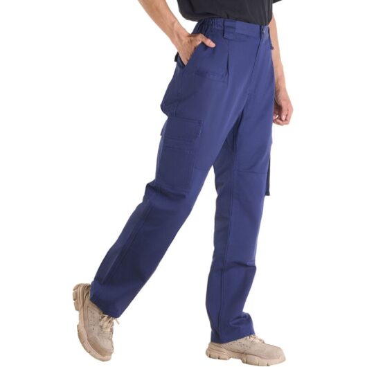 Mophorn Flame-Resistant Men's Pants, 100% Cotton Cargo Design with Elastic Waist and Multiple Pockets, Durable Tear-Resistant Stitching, Suitable for