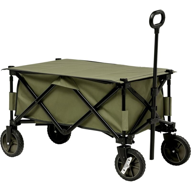 Outsunny - Folding Garden Trolley, Cargo Trailer Green