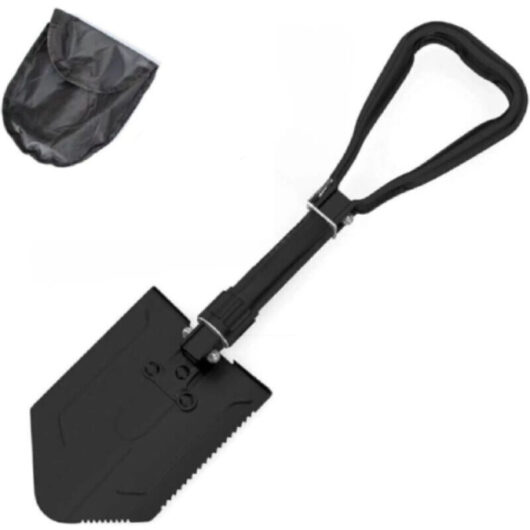 1-Piece Folding Shovel with Pickaxe - Heavy-Duty Carbon Steel Digging Tool for All-Terrain, Camping, Gardening, Beach, Digging in Earth, Sand, Mud