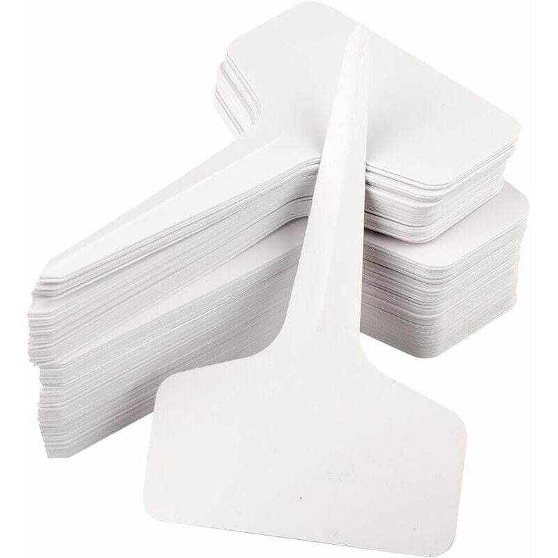 100 Plant Labels for Seedlings, Garden, Vegetable Garden, Waterproof Plastic, Outdoor Use, White, 10 x 6 cm