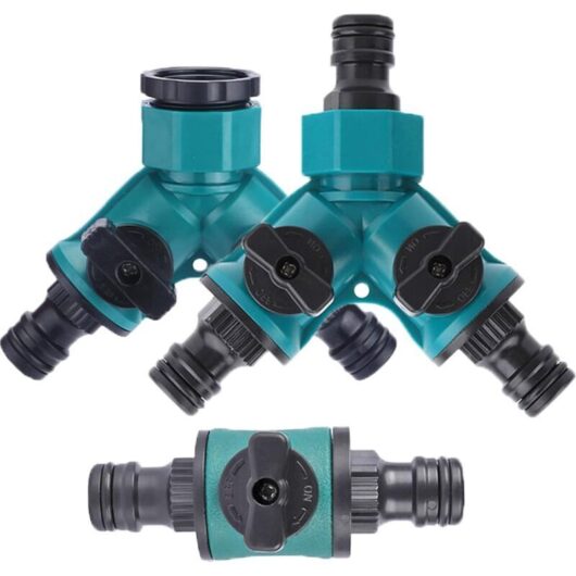 2-Way Hose Distribution Valve, Water Distributor Connection, 2-Way Hose Connector for Garden Hoses, Double Hose Connector, Water Distributor Pipe, 3