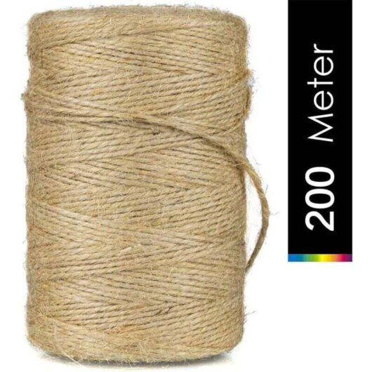 200m x 2mm Jute Twine, Garden Twine, Natural Jute Rope, Craft Twine, for Gardening, Decoration, Gift Wrapping and Creative Projects