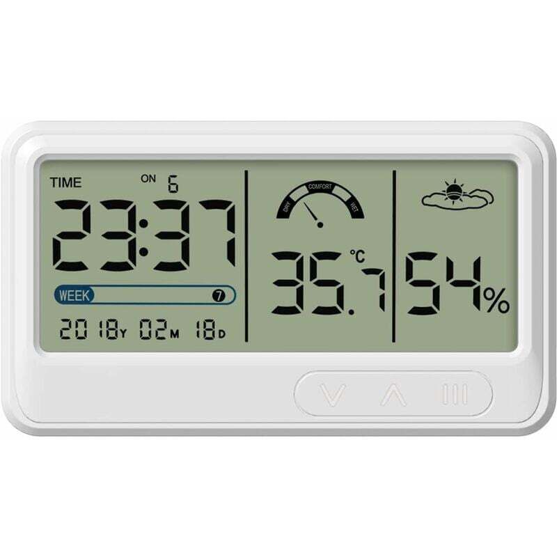 Digital Hygrometer Electronic Temperature and Humidity Gauge with LCD Time and Date Display Indoor Thermometer Hygrometer with Stand for Garden