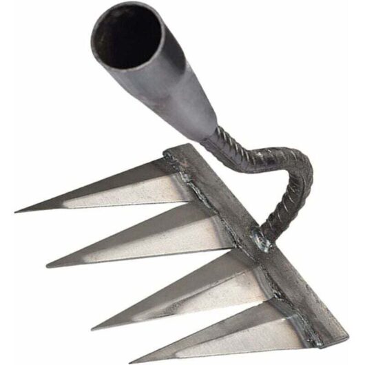 Gardening Rake, Weeding Rake, Garden Scarifier Rake, Heavy-Duty Metal Rake, 4-Tine Nail Rake, Steel Rake, Agricultural Tools, Metal Gardening