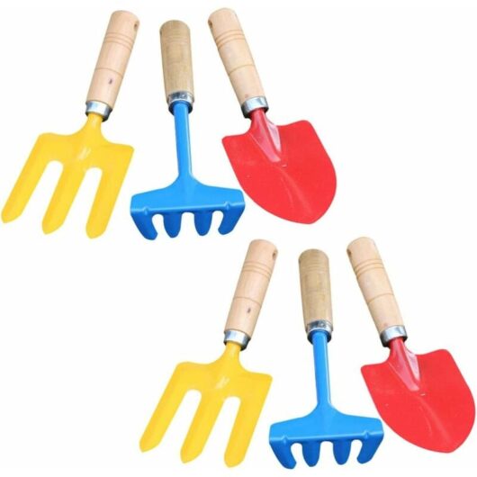 Héloise - 2 Pack Mini Kids Gardening Tools with Colorful Rake and Trowel for Kids Weeding at the Beach and Garden