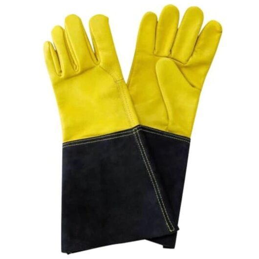 Kent&stowe - Leather Gauntlet Long Sleeve Gardening Gloves Large Yellow
