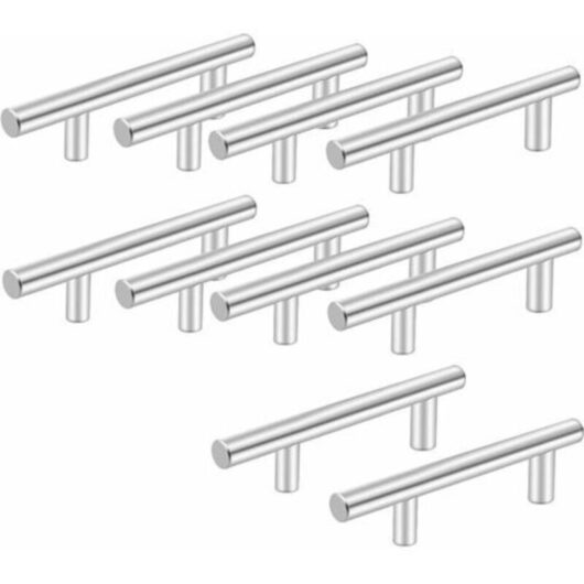 10pcs Stainless Steel Kitchen Cabinet Handle, Hole Spacing 96mm, Kitchen Door Handle, Furniture Handle Door Handles for Kitchen Cupboard Bathroom
