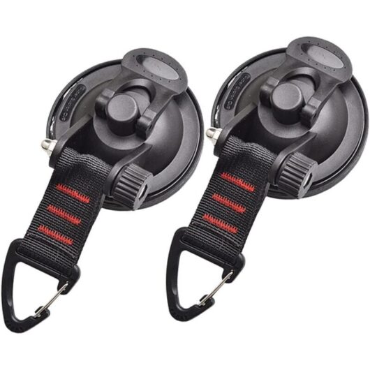 2 Pack Strong Car Anchor Suction Cups with Hooks for Securing Car Side Awnings, Boats, Camping and Tents