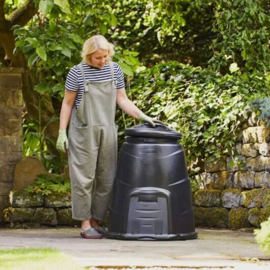220L Black Garden Compost Bins with Base Plates, Outdoor -2 Pack