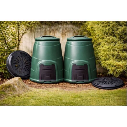 330L Green Garden Compost Bins with Base Plates Outdoor - 2 Pack