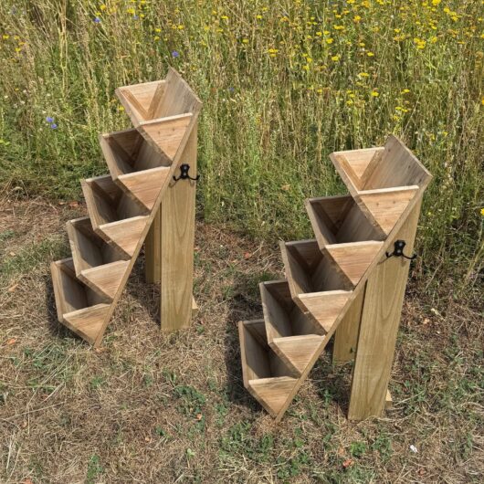 5 Tier Stepped Wooden Garden Flower & Herb Planter - Pack of 2