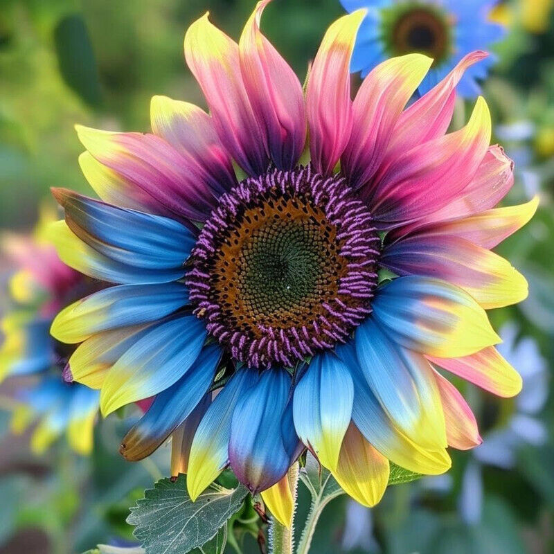 500 colorful edge sunflower seeds - ideal for outdoor gardens, pots, and bed borders, easy to grow.