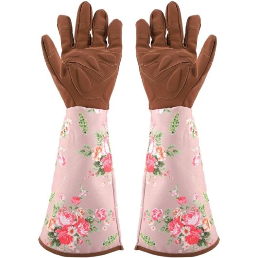 A Pair of Puncture proof Anti slip AbrasiOn resistant Garden Gloves with Long Sleeve(Coffee)