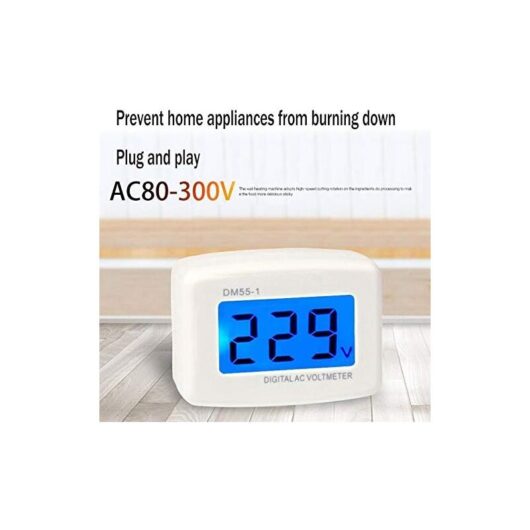 Aougo - 220V Blue Backlight Digital lcd Voltmeter eu Plug Voltage Test Panel DM55-1 ac 80-300V