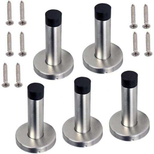 Aougo - 5X Door Stoppers, stainless steel Door Stops, with Rubber, Safety for Child's Fingers (5 door stoppers)