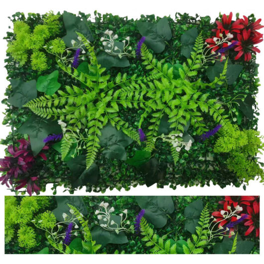 Artificial Plant Wall 40×60 cm - 4 Interlocking Panels for Indoor and Outdoor Decoration, Gardens and Shops