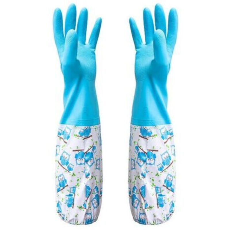 (Blue) Rubber gloves for pond and drainage - Household chores and gardening, garden maintenance, weeding, washing, cleaning, dishwashing - To protect