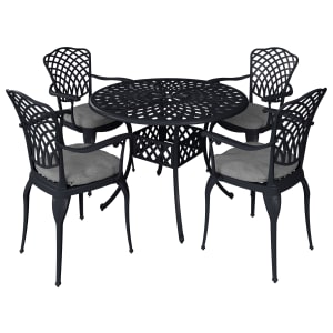 Charles Bentley 4 Seater Cast Aluminium Garden Dining Set - Grey