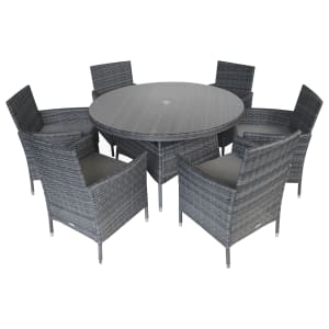 Charles Bentley 6 Seater Rattan Garden Dining Set - Grey