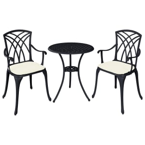Charles Bentley Cast Aluminium Garden Bistro Set - Black with Bronze Finish