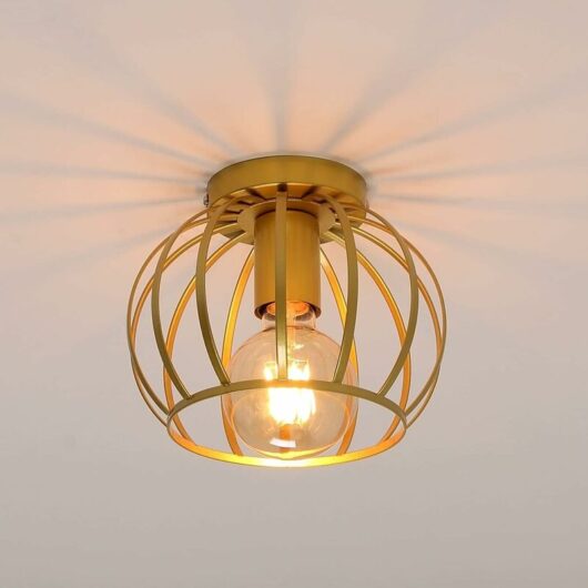 Comely - Vintage Ceiling Light, E27 Retro Metal Pendant Ceiling Lamp, Gold Industrial Ceiling Light Fixture for Hallway, Bedroom, Kitchen, Cafe Bar