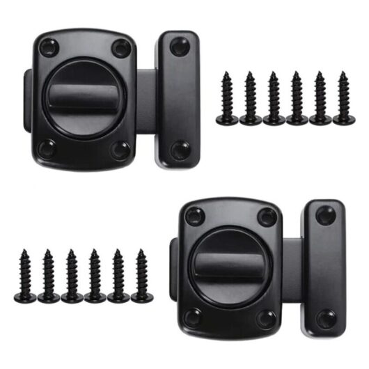 Cyslmuk - 2 Pack Zinc Alloy Rotary Door Latch Interior Door Lock with 12 Screws for Bedroom Office Bathroom Black