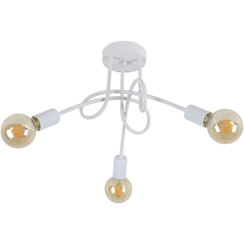 GOECO Modern Ceiling Light, Industrial E27 Wrought Iron Ceiling Luminaire, 3 Suspension Lamps for Living Room Kitchen Dining Room, Diameter 55cm
