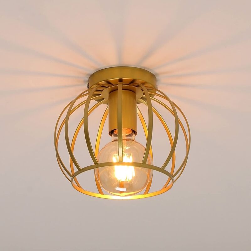 Goeco - Vintage ceiling lamp, semi-entertained ceiling lamp, metal cage ceiling lamps