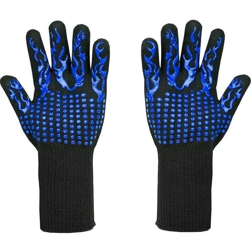 Heat-resistant BBQ gloves up to 800°C - Cut-resistant L5 gloves - Premium quality kitchen gloves for BBQ, cooking, baking and welding (1 pair of 33cm)