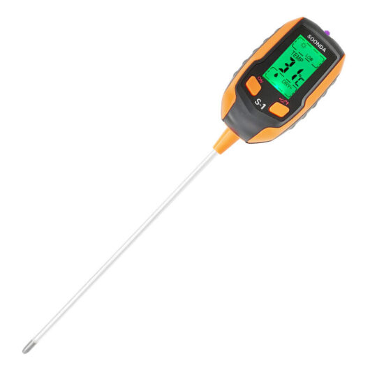 Héloise - 4-in-1 Soil Moisture Tester, Digital Plant Thermometer/Soil Moisture/pH/Sunlight with Backlit lcd Display for Gardening, Agriculture and