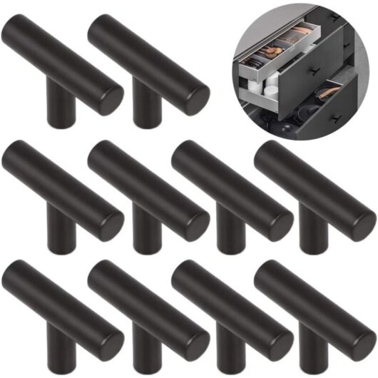 Linghhang - 10pcs) Brushed t Shape Alloy Handle Easy Pull Cabinet Door Furniture Single Hole Solid Alloy Durable for Drawers Cupboards