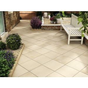 Marshalls Saxon Textured Buff Paving Slab - 450 x 450 x 35mm