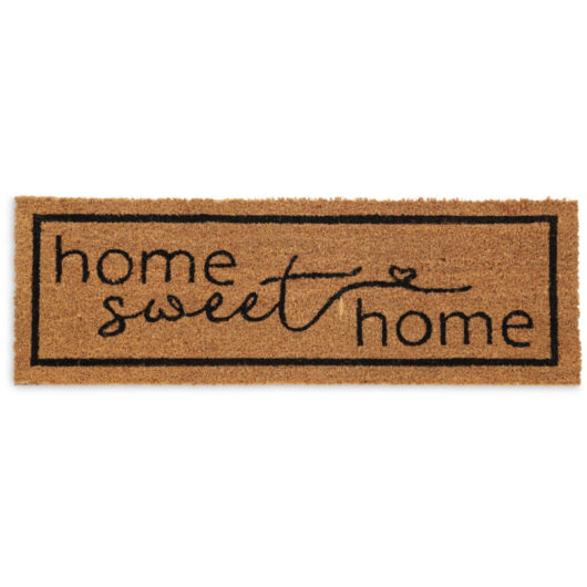 Relaxdays - Coconut Doormat, Anti-Slip, Mat for Indoor & Outdoor, 'Home Sweet Home' Print, 1.5 x 75 x 25 cm, Natural/Black