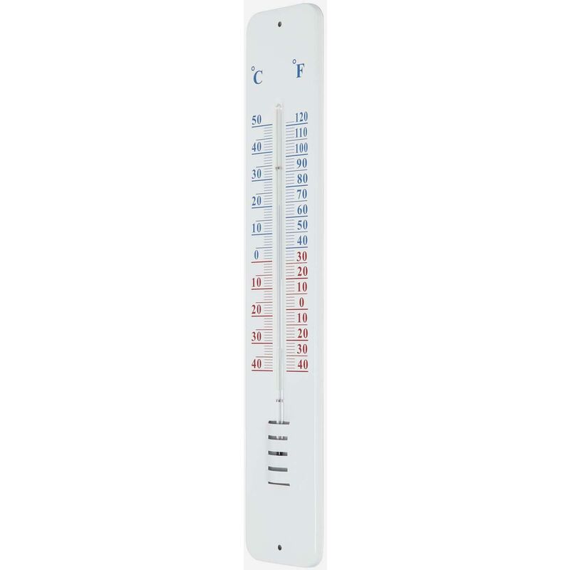 Silver Metal Wall Thermometer, 45 cm - White - White - Homescapes
