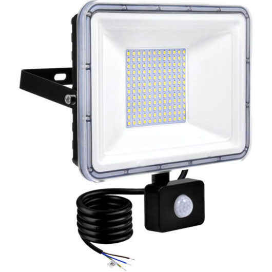 Snow-100W Outdoor led Floodlight Motion Sensor Waterproof IP67 Outdoor led Spotlight 8000LM Security Lamp 6000K-6500K Cool White Floodlight for