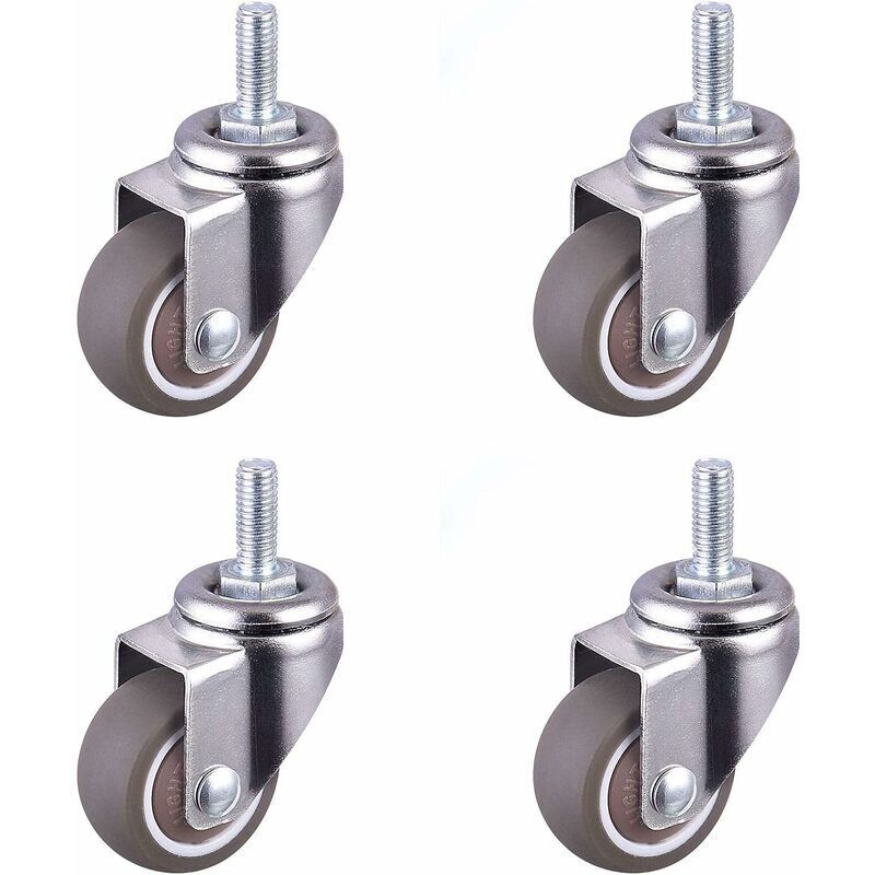Snow Heavy Duty Rubber Swivel Caster with Threaded Stem Chair Casters Replacement Caster Mini Casters for Furniture Heavy Duty Threaded Casters for
