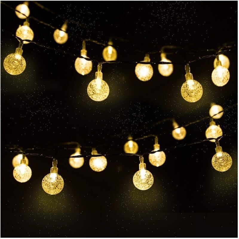 Solar String Lights Outdoor, Diameter 2.4 cm 30 LED Outdoor Lights 6.5M 8 Modes Waterproof Crystal Balls Solar Lights Decoration for Christmas, Tree,